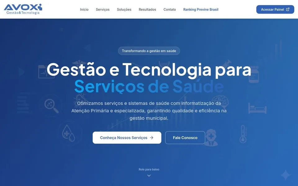 Site da Avoxi, cliente do Painel Saúde